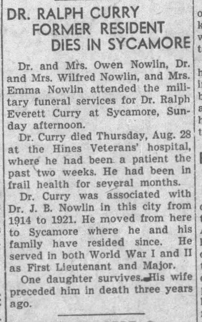 Funeral: Ralph Everett CURRY