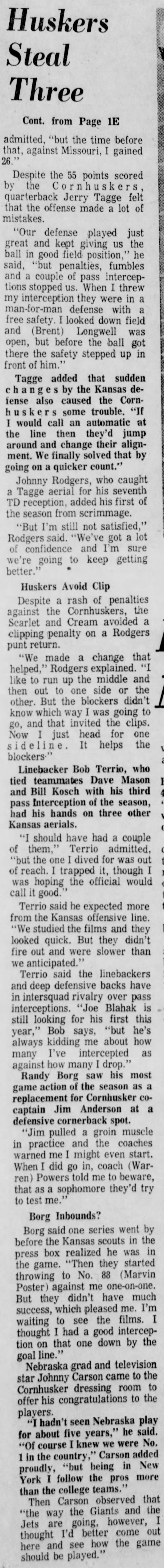 1971 Nebraska-Kansas defense