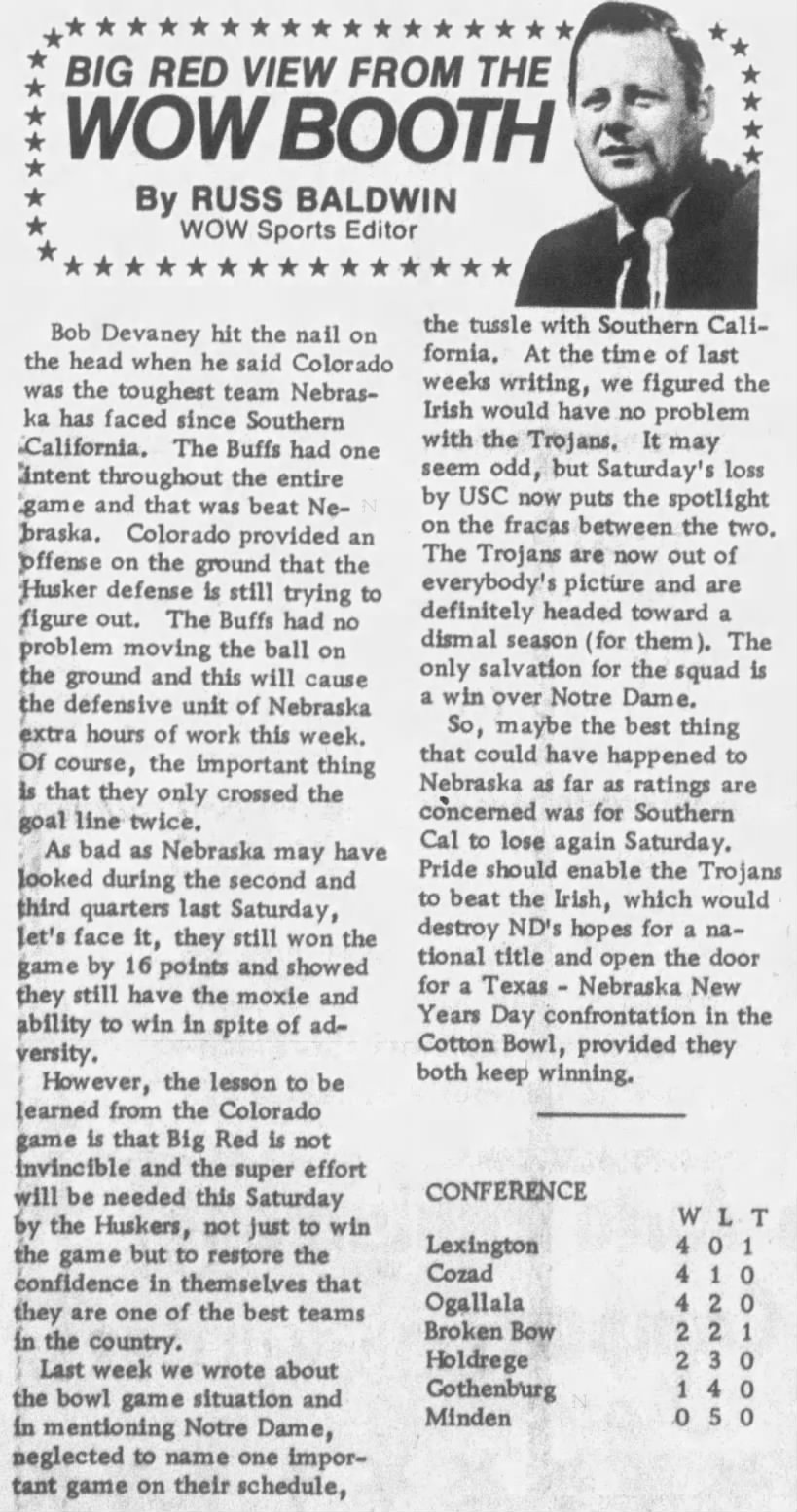 1970.11 Russ Baldwin column, post-Colorado