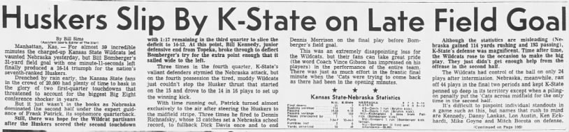 1967 Nebraska-Kansas State football, KC1