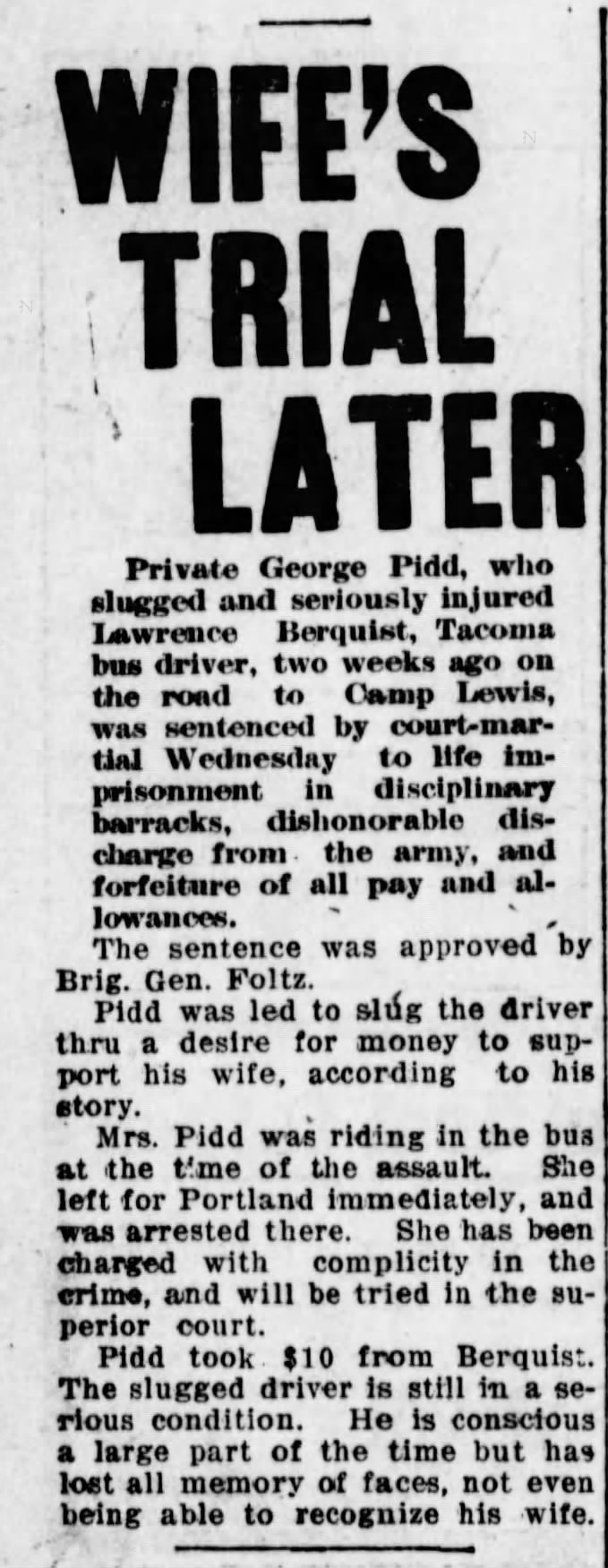 George Pidd 2 Jan 1918 Tacoma Times