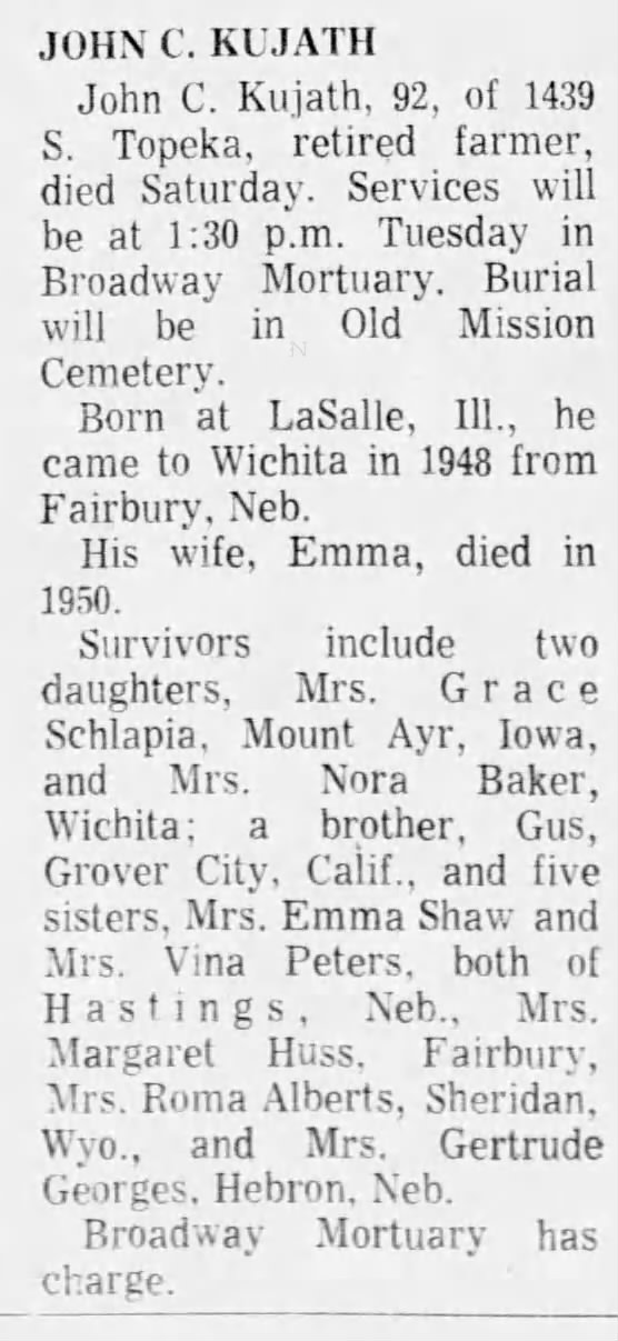 Obituary for JOHN C KUJATH (Aged 92) - Newspapers.com