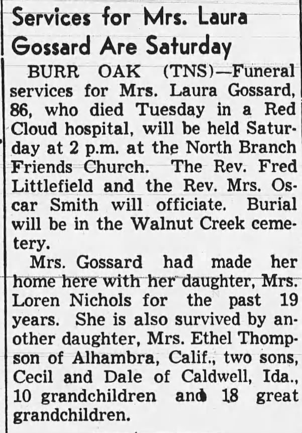 Obituary for Laura Gossard - Newspapers.com
