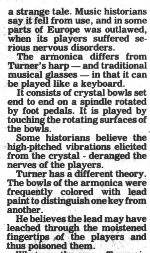 Strange side-effects of the armonica