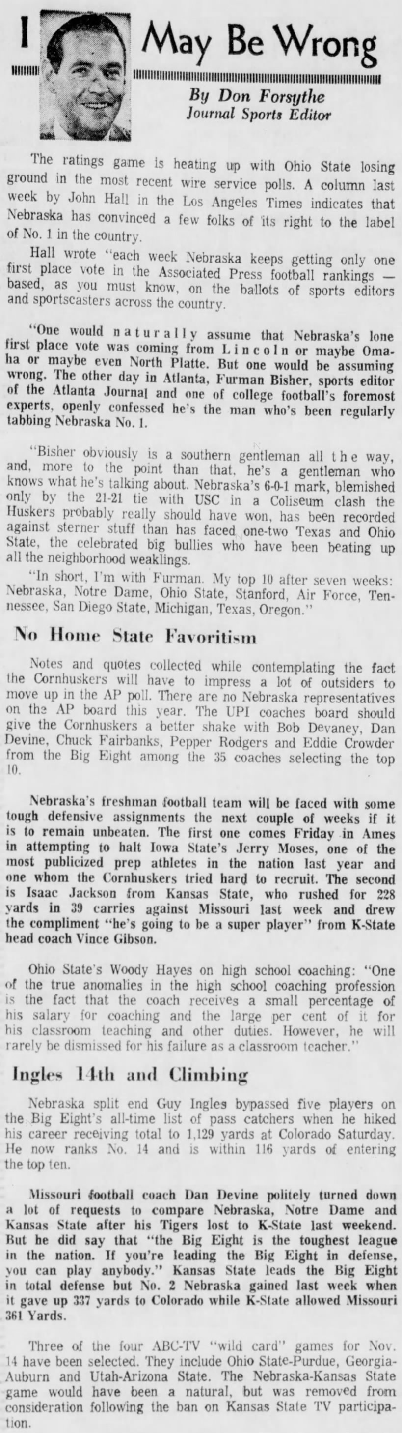 1970.11 Forsythe column, Iowa State week