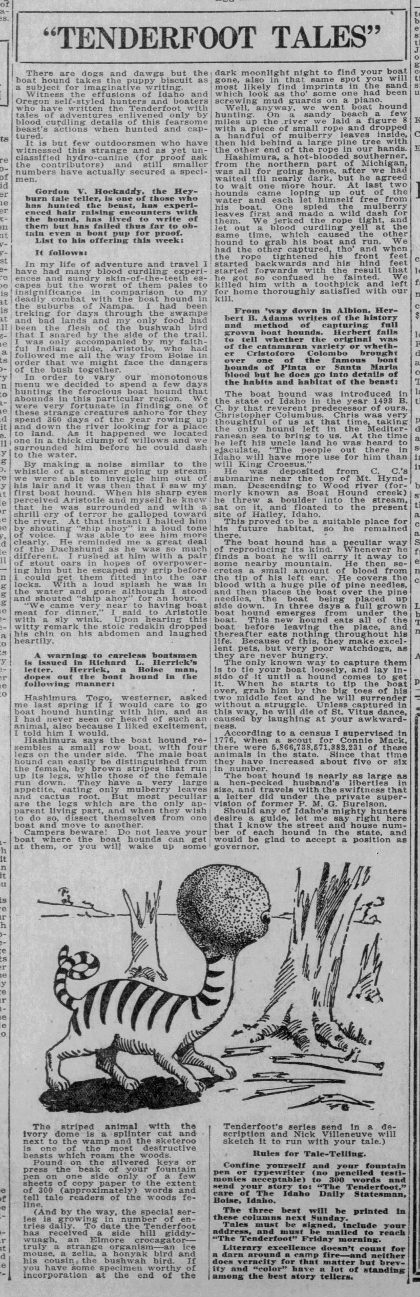 1922-12-10 “Tenderfoot tales”

The Idaho Sunday Statesman (Boise, ID), p. 12