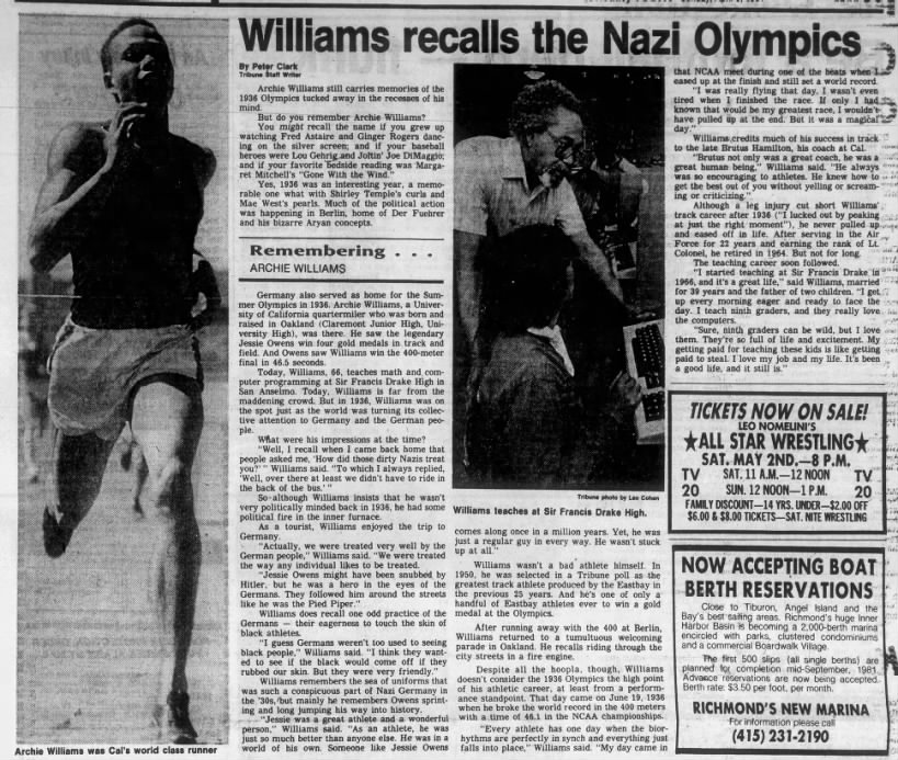 Archie Williams recalls Nazi Olympics