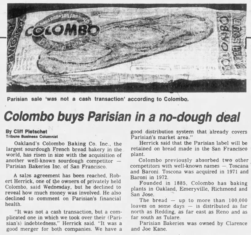 Colombo Baking buys Parisian