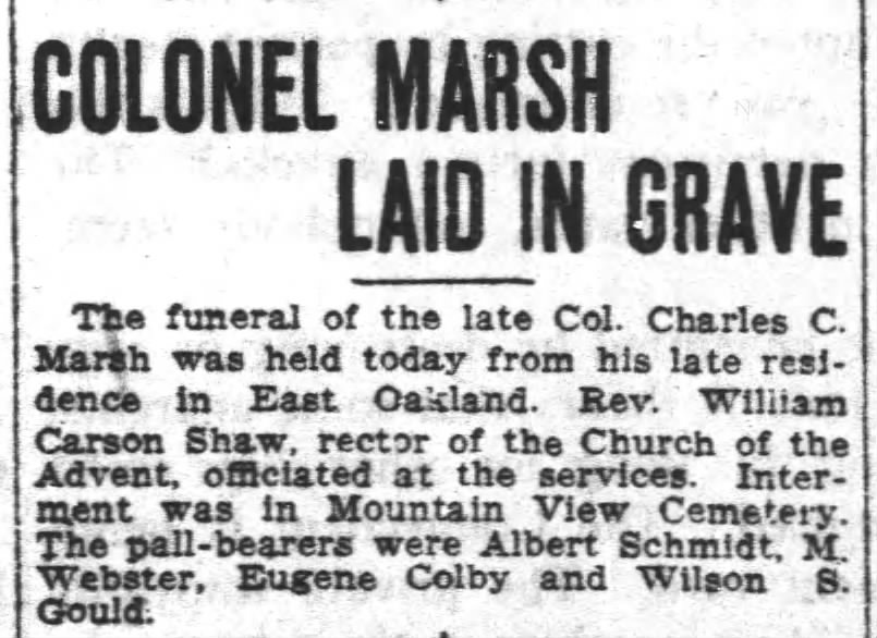 Col. Charles Carroll Marsh buried