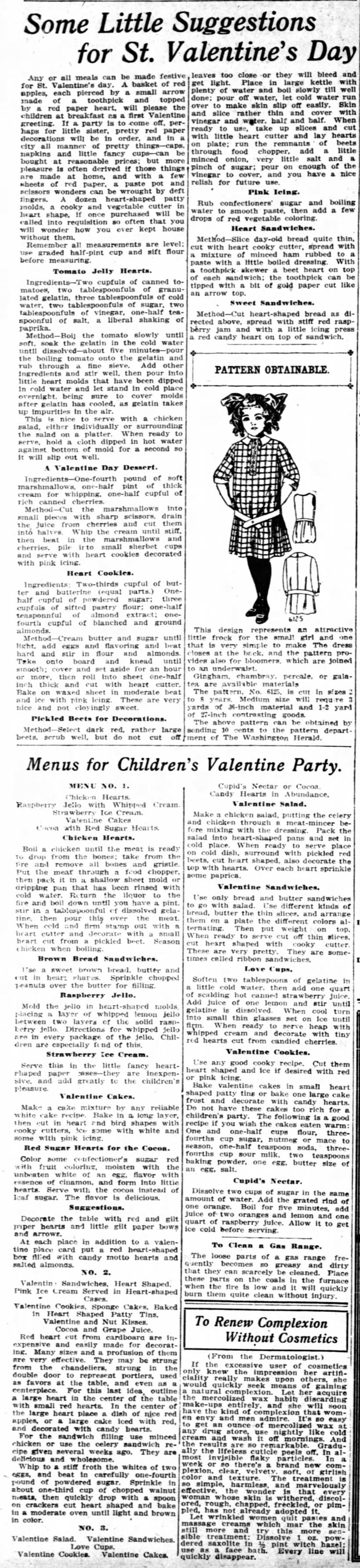 Valentine's recipes from 1913