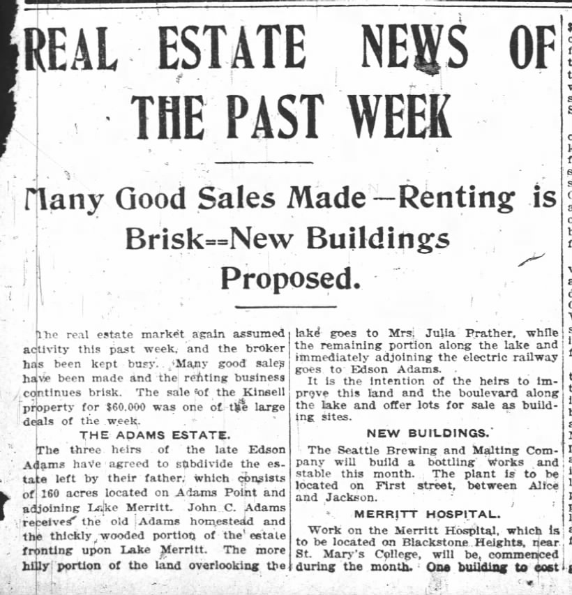 1905-04 - Adams Estate heirs agree to subdivide