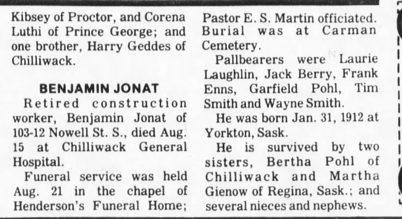 Obituary: Benjamin Jonat