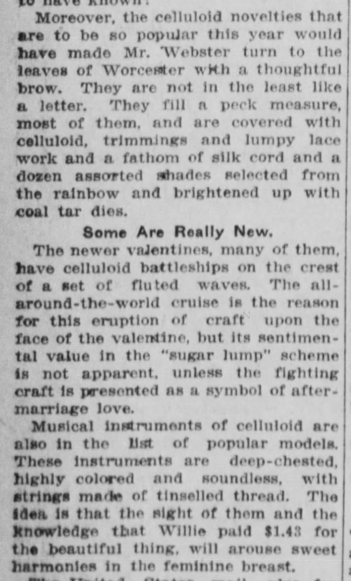 Celluloid Valentine's popular in 1909