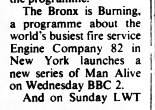 "The Bronx Is Burning" (1972).