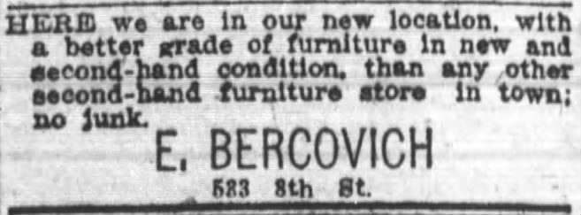 E. Bercovich moved to 533 - 8th St.