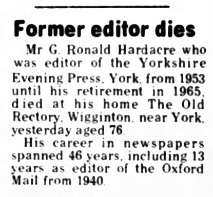 Obituary for G. Ronald Hardacre