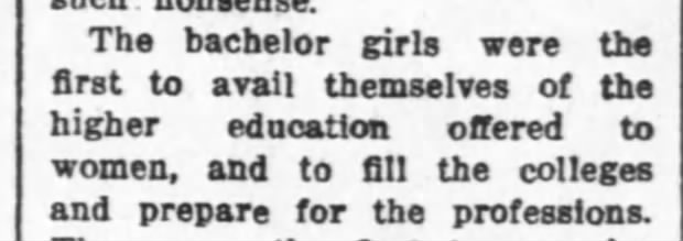 Bachelor girls and higher education, 1918