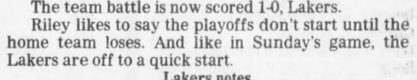 "The playoffs don't start until the home team loses" (1984)