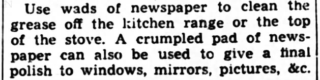 Tip: Use newspapers when cleaning (1937)