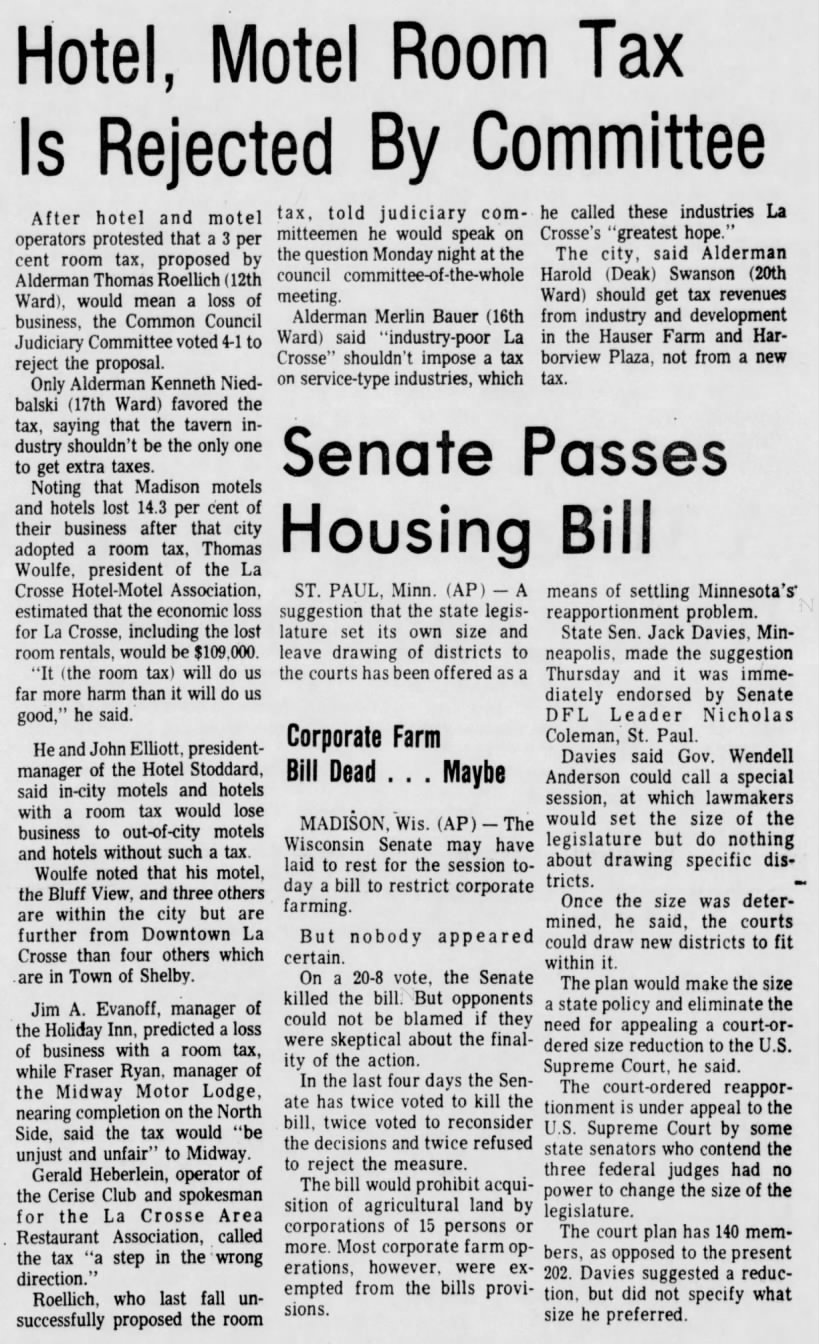 1972-03 Room Tax Voted Down
