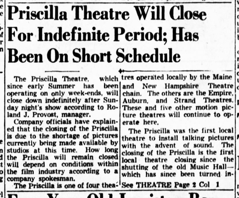 Priscilla theatre closed