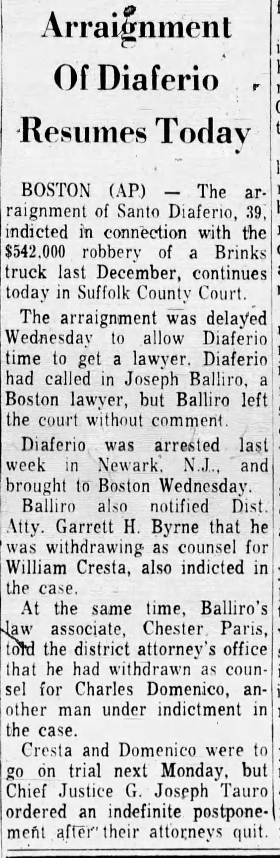 Diaferio arraignment (19 June 1969)