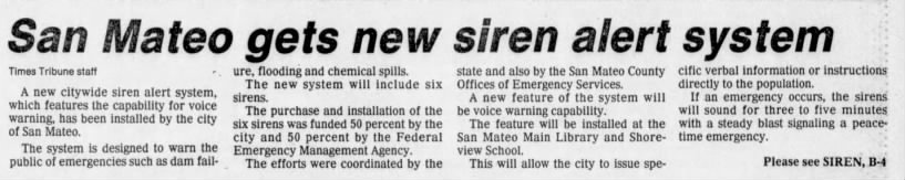 San Mateo new sirens.
