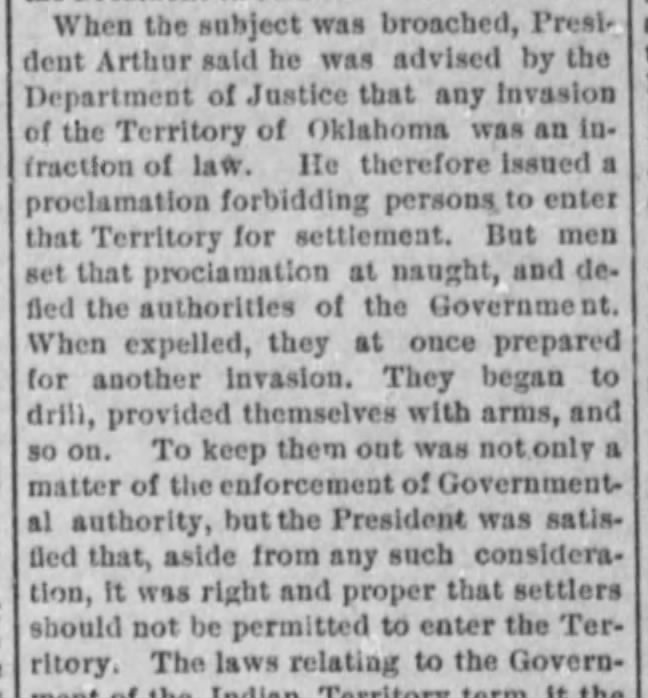 Boomers try to enter Oklahoma Territory 