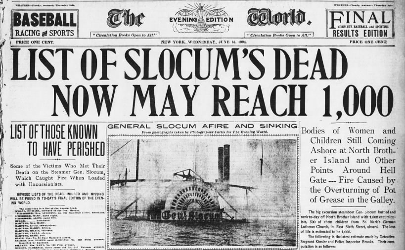 Same-day front page about the General Slocum disaster