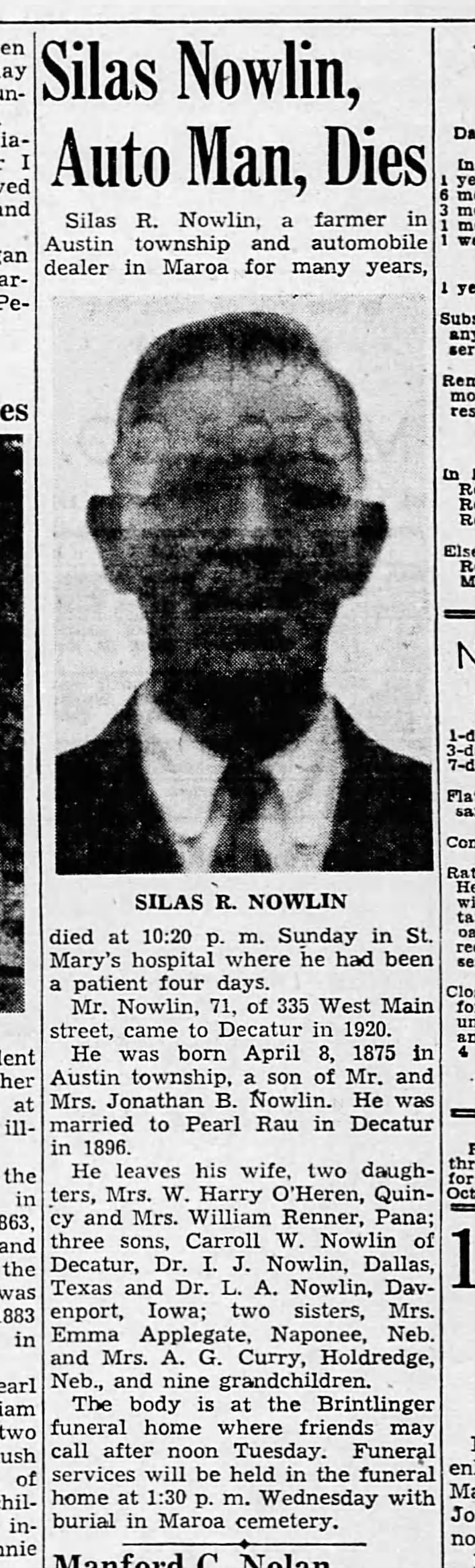 Obituary: Silas R. Nowin
