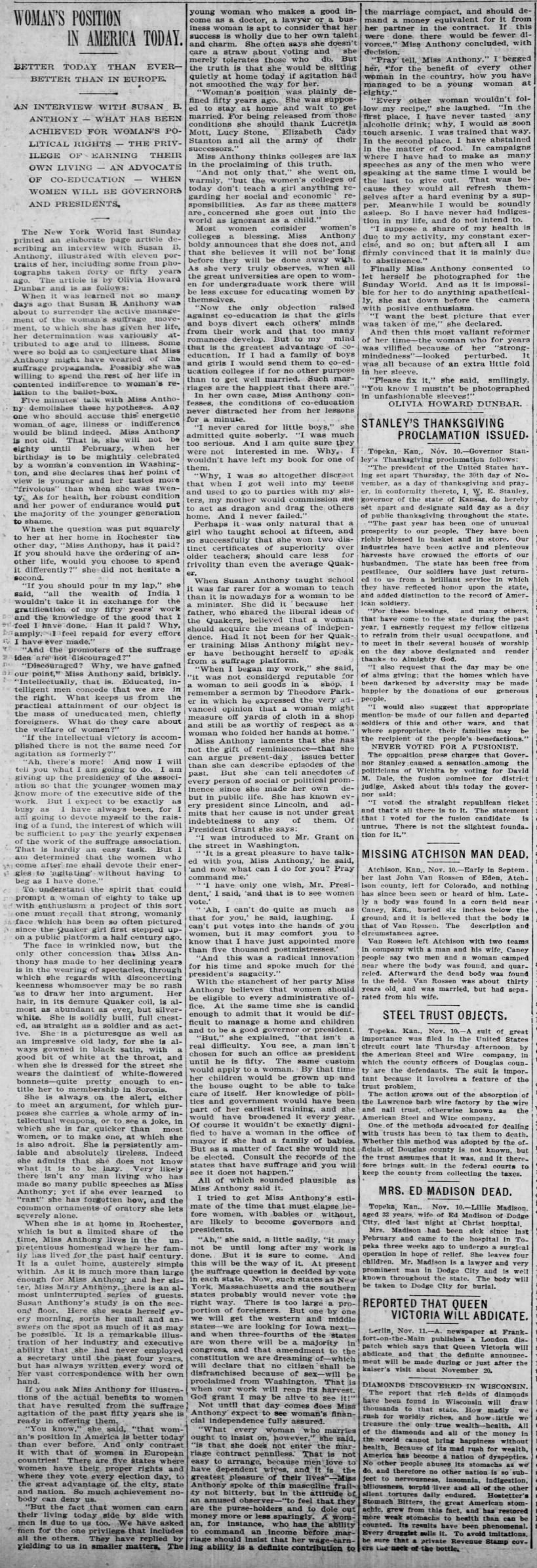 Interview with Susan B. Anthony (1899)