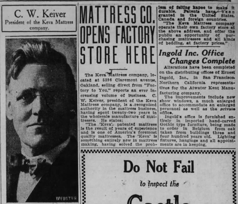 C. W. Keiver - Keva Mattress Co.