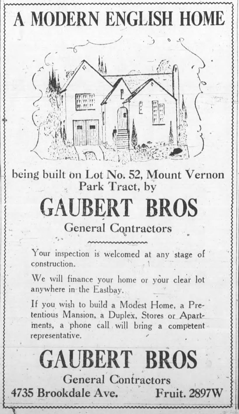 Gaubert Brothers -- home building in Mount Vernon Park