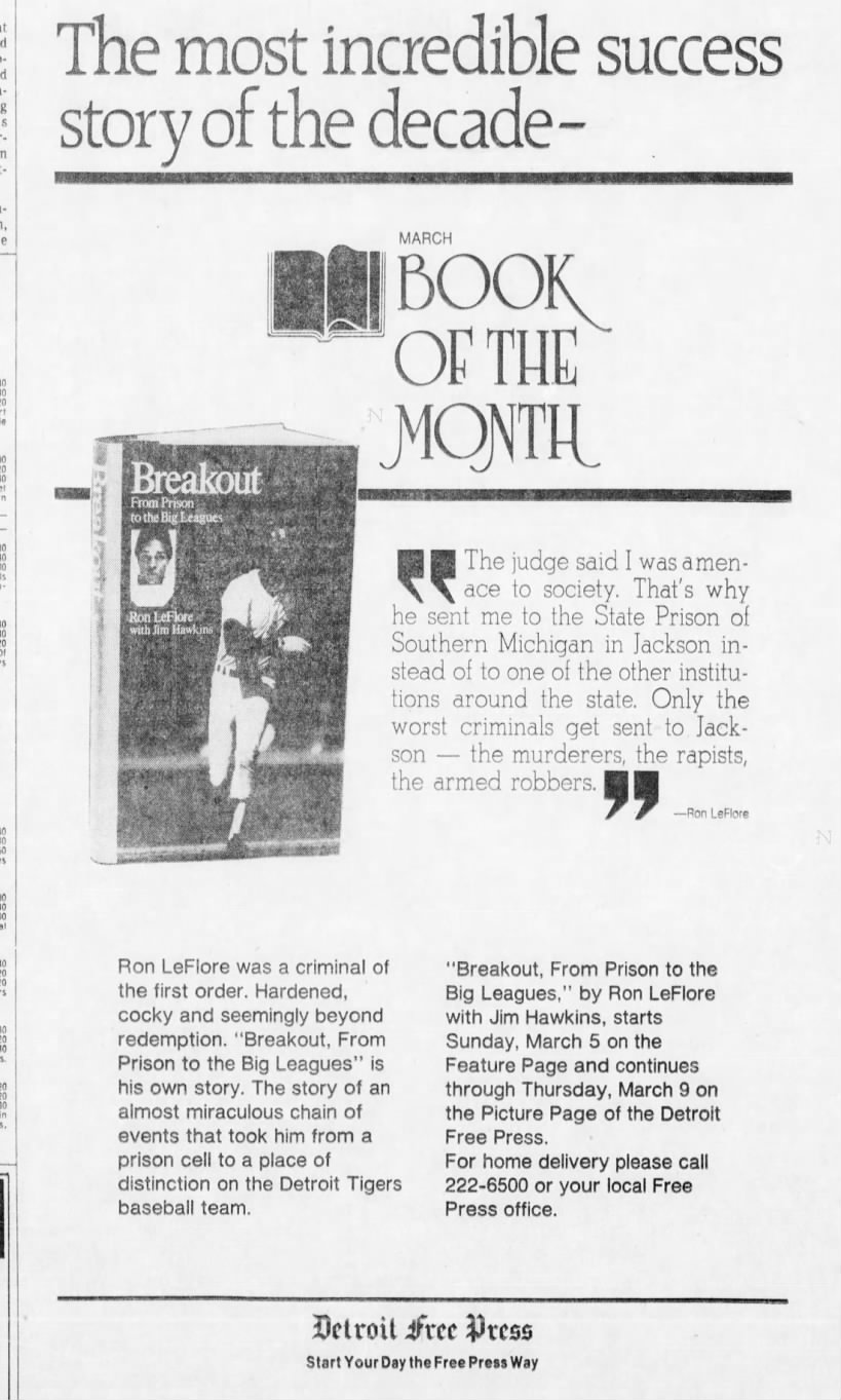 Wed 3/1/78: LeFlore autobiography ad