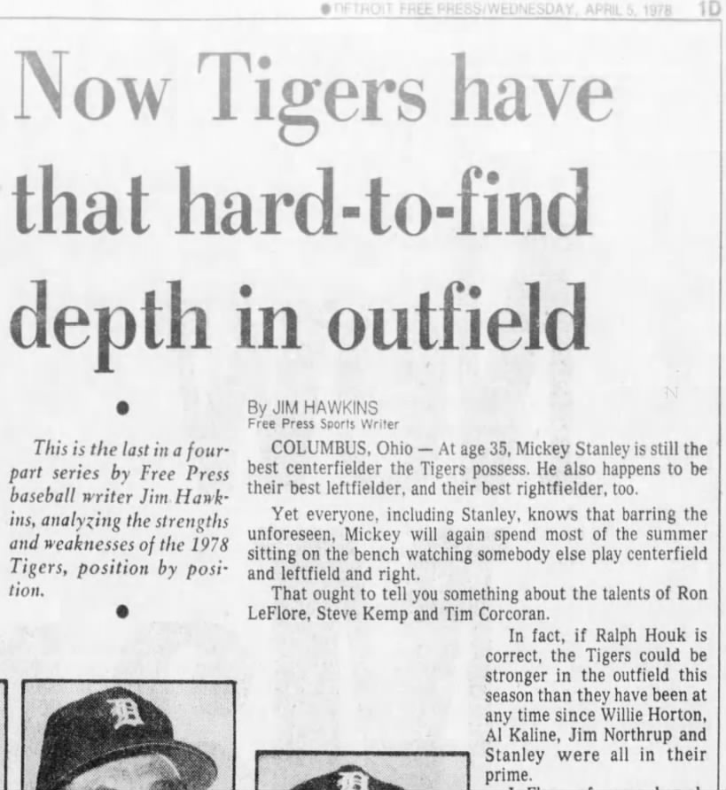 Wed 4/5/78: Tigers 1978 OF