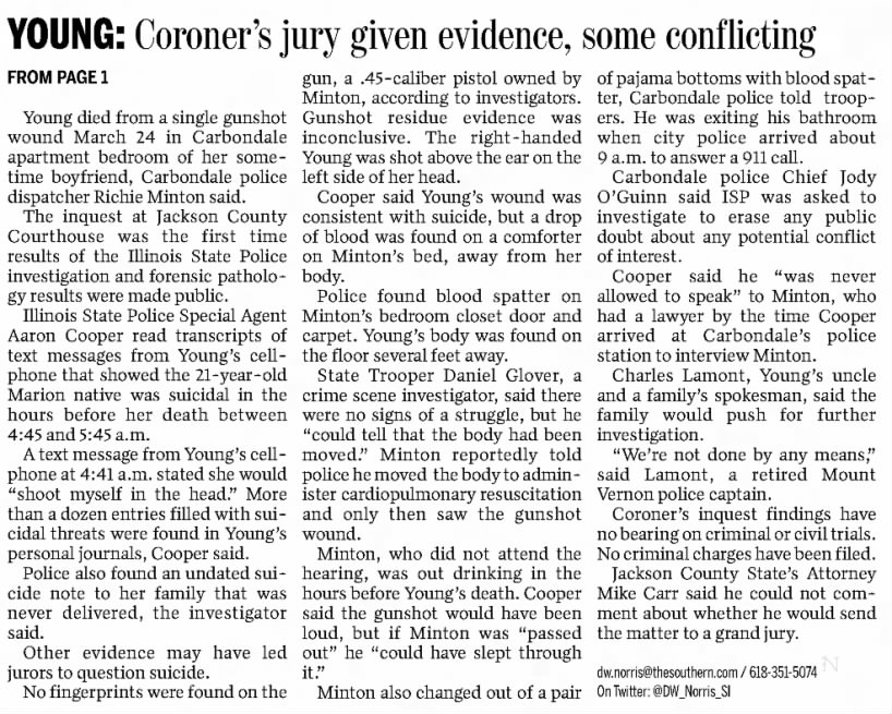 Coroner's jury given evidence, some conflicting
