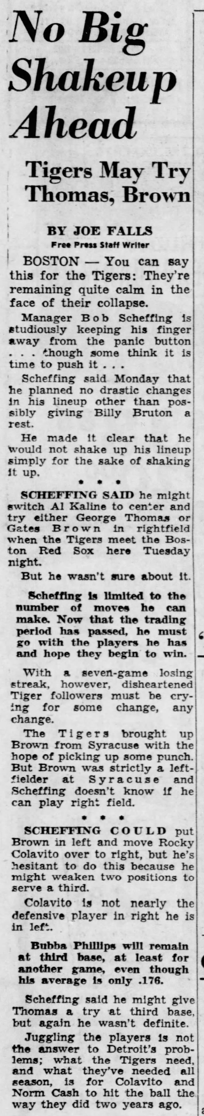 Tues 6/18/63: Brown plans after call-up