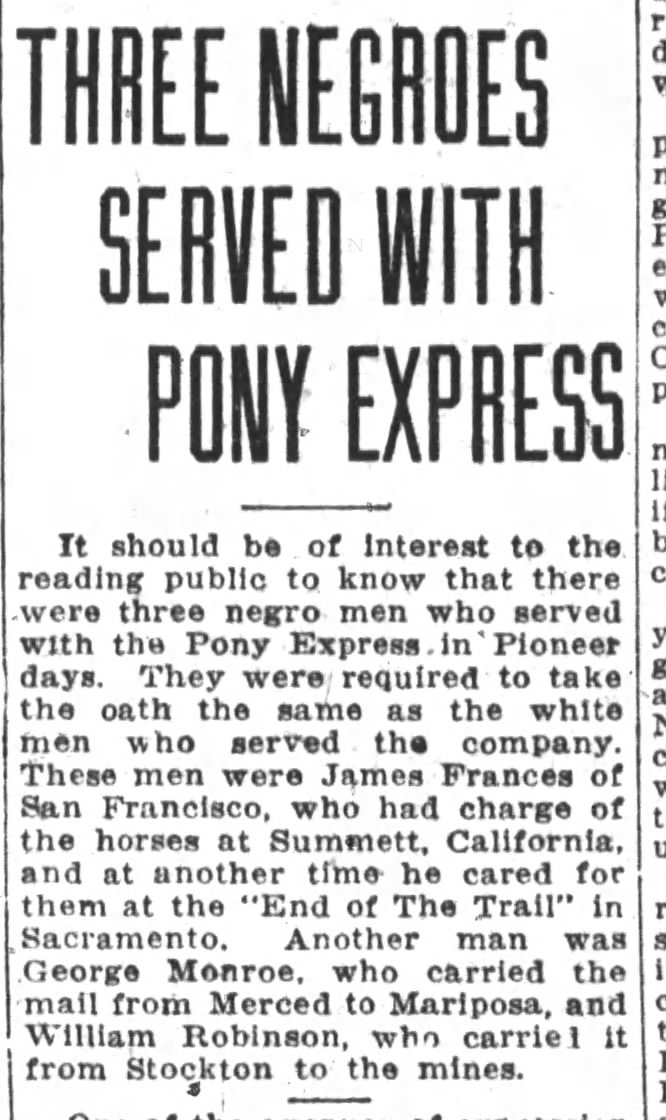 Blacks served with Pony Express