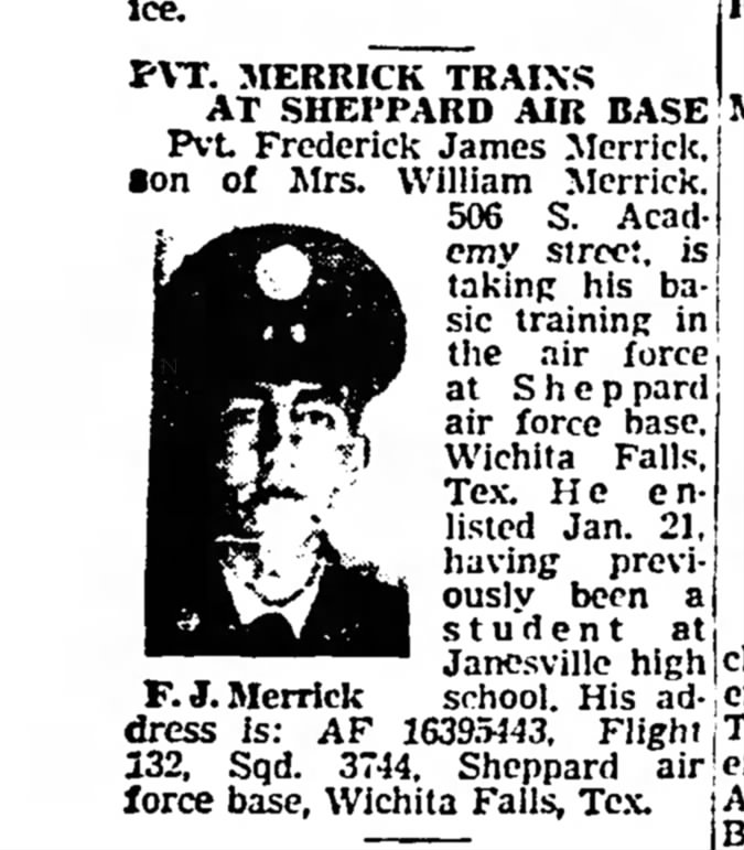 Frederick James Merrick 14 Feb 1952