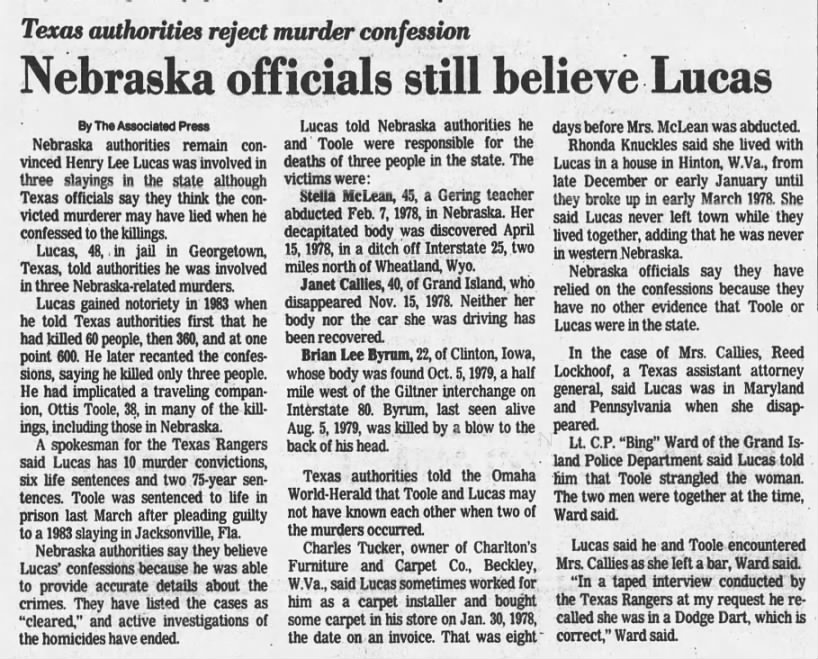 Nebraska officials still believe Lucas 