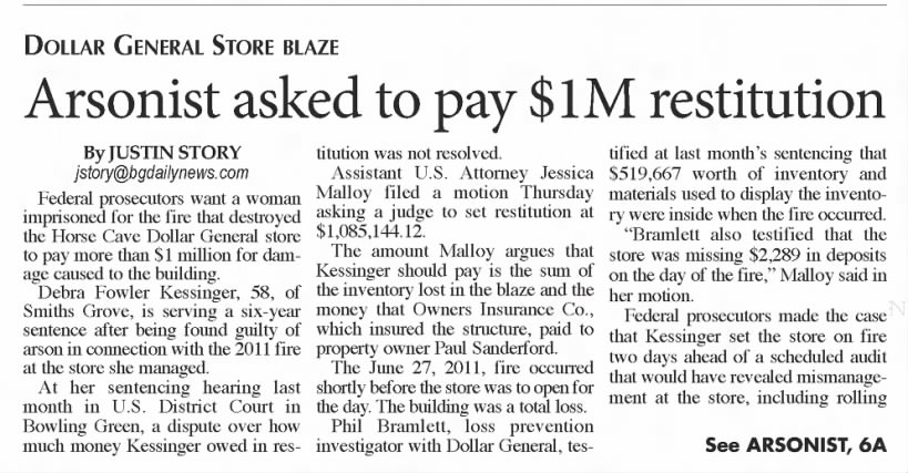 Arsonist asked to pay $1M restitution