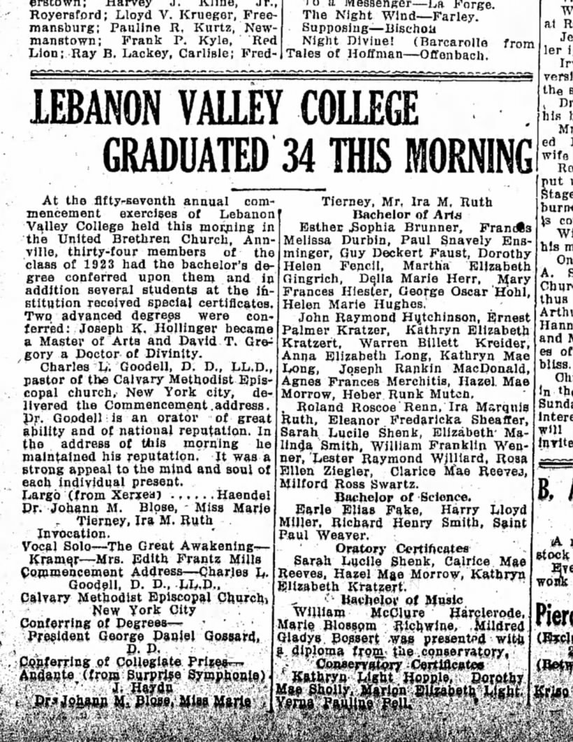 1923 June 14 LVC Graduation