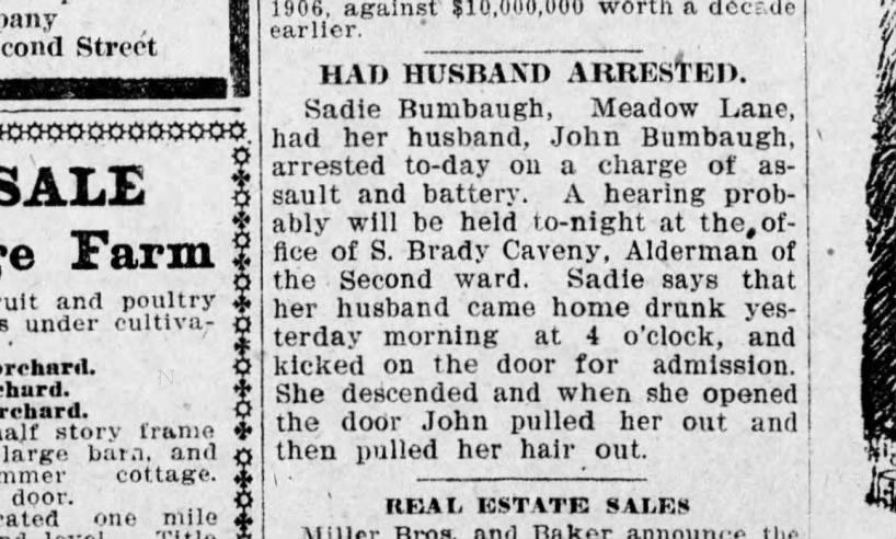 1906 November 9 Sadie Bumbaugh