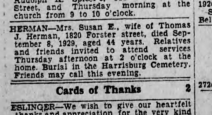 1929 September 11 Susan Shaner Harrisburg Telegraph
