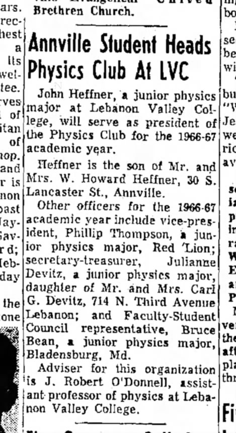 1966 August 4 John Heffner Physics Club President