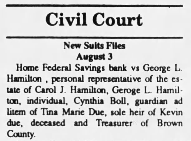 Court case - Carol J Hamilton