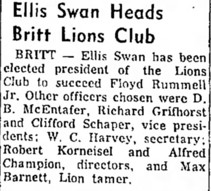 1956 May 19 Robert Korneisel secretary Lions Club