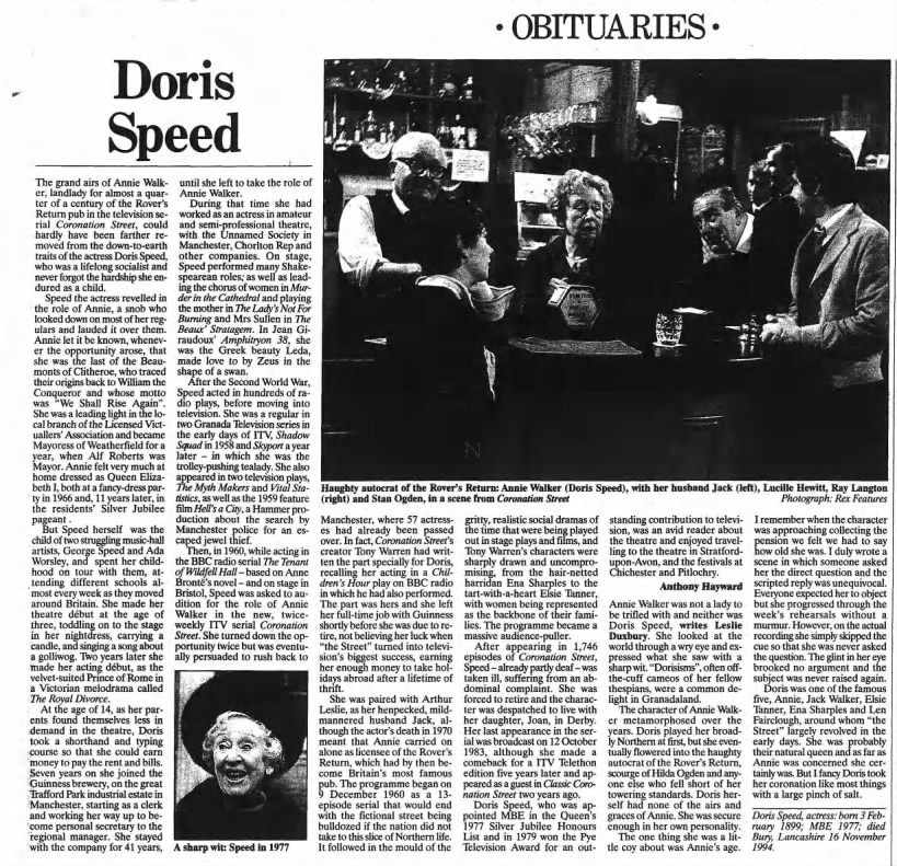 Obituaries - Doris Speed