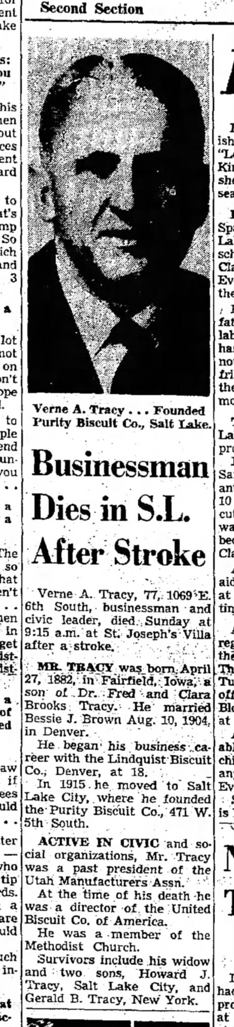 Verne A Tracy Obit