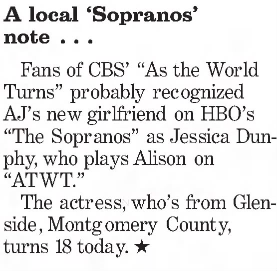 Jessica Dunphy news, 2002